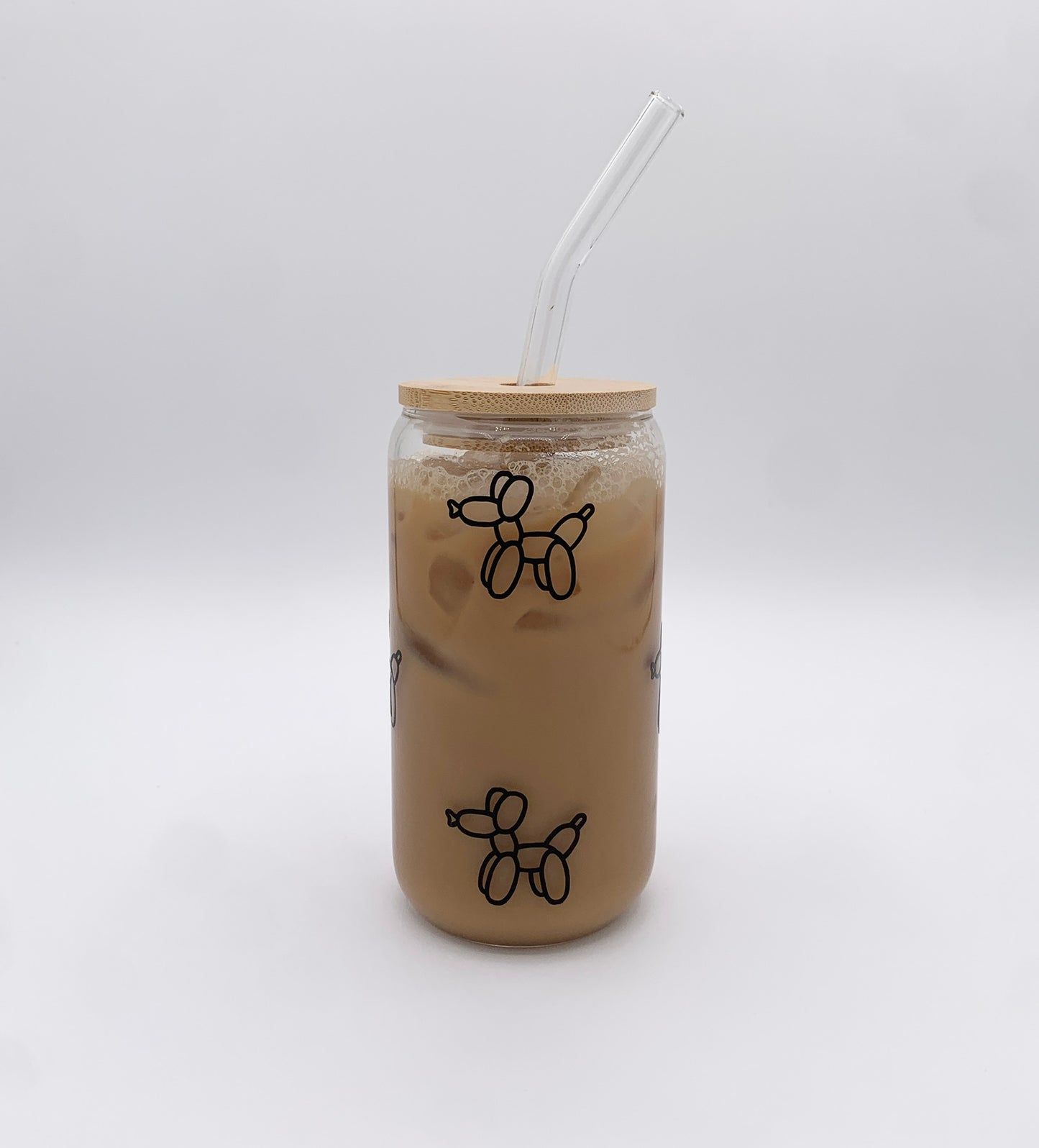 Glass Cup With Lid And Straw | Balloon Dog Cup | The Sticky Supplies