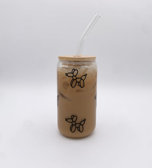 Glass Cup With Lid And Straw | Balloon Dog Cup | The Sticky Supplies