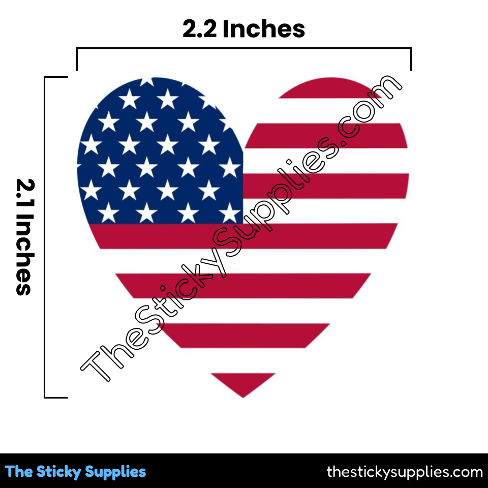 US Flag Heart Sticker